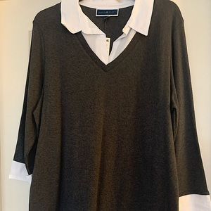 NWT Karen Scott layered sweater charcoal